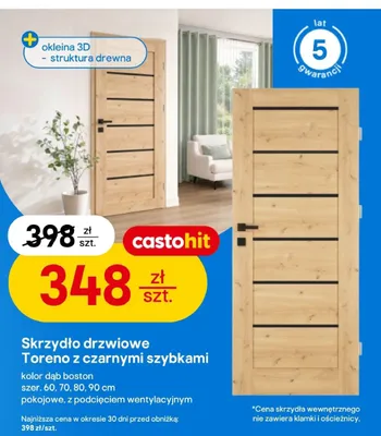 Skrzydło drzwiowe Toreno z czarnymi szybkami promocja w Castorama