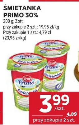 Śmietanka primo 30% promocja w Stokrotka