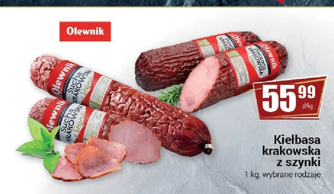 Kiełbasa krakowska z szynki Olewnik promocja w Premium Nasz Sklep