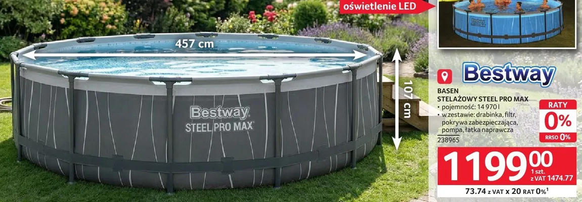 Basen stelażowy Bestway Steel Pro Max 14970l promocja w Selgros