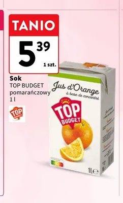 Sok pomarańczowy Top Budget promocja w Intermarche