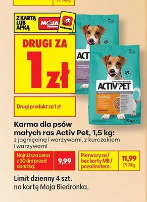Karma dla psów małych ras Activ Pet promocja w Biedronka