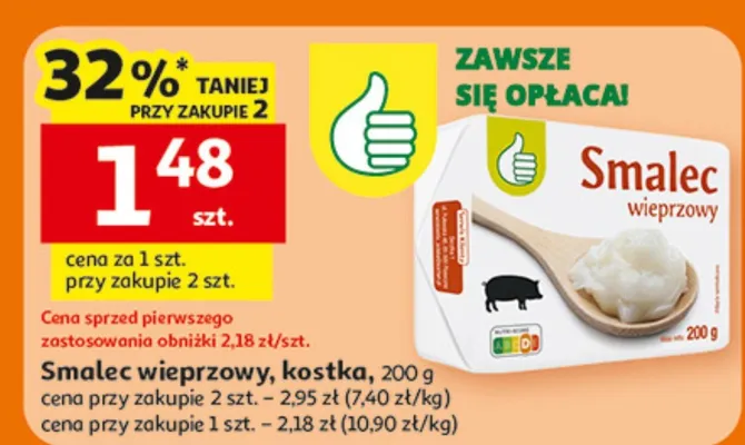 Smalec wieprzowy, kostka Smalec promocja w Auchan