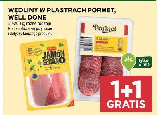 Wędliny w plastrach pormet, well done promocja w Stokrotka