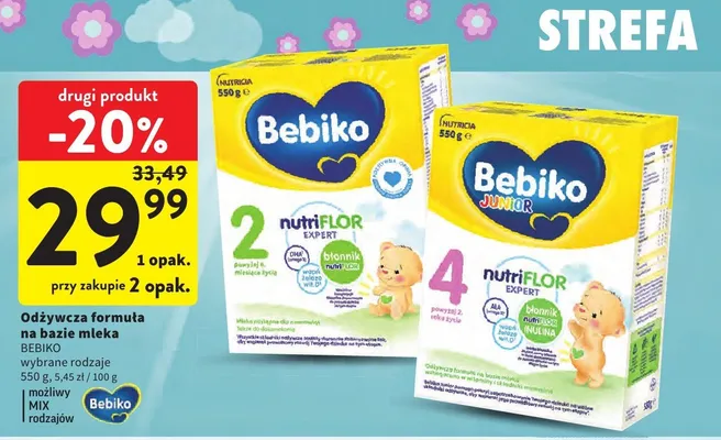 Odżywcza formuła na bazie mleka Bebiko Junior 4 promocja w Intermarche