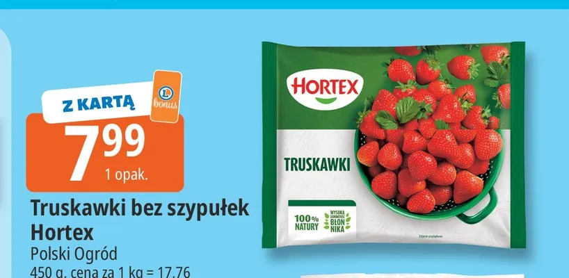 Truskawki bez szypułek Hortex promocja w Leclerc