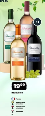 Wino Beauvillon Medium Sweet półsłodkie białe promocja w Netto