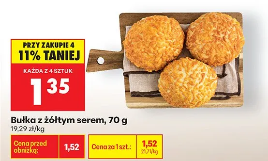 Bułka z żółtym serem promocja w Biedronka
