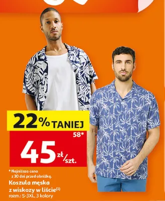 Koszula męska z wiskozy w liście Inextenso promocja w Auchan