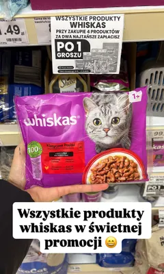 Karma dla kotów Whiskas Klasyczne Posiłki w sosie z wołowiną i kurczakiem promocja w Dino