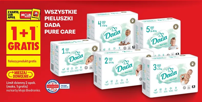 Pieluszki Pure Care rozmiar 1 2-5kg promocja w Biedronka