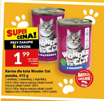 Karma dla kota Wonder Cat puszka z wątróbką promocja w Twój Market