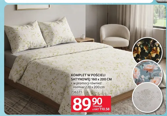 Komplet pościeli satynowej 160x200 cm promocja w Selgros