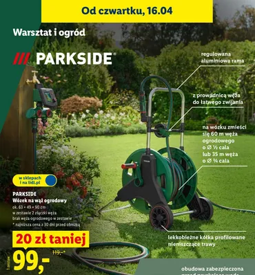 Wózek na wąż ogrodowy Parkside promocja
