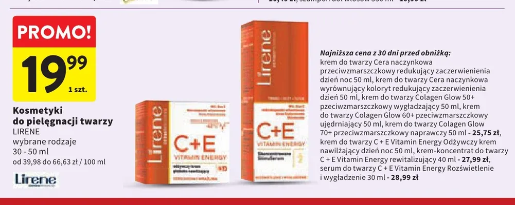Kosmetyki do pielęgnacji twarzy Lirene promocja w Intermarche