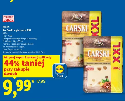 Ser Carski w plastrach XXL Pilos promocja w Lidl
