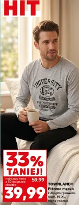 Piżama męska z długim rękawem, rozm. M-XL, różne rodzaje promocja w Kaufland