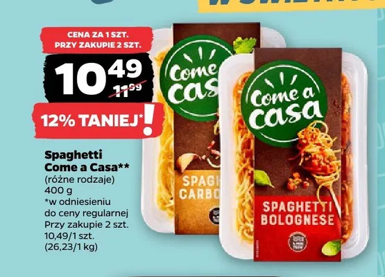 Danie gotowe Spaghetti Carbonara Come a Casa promocja w Netto