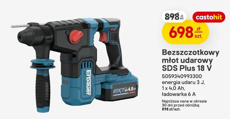 Bezszczotkowy młot udarowy SDS Plus 18 V promocja w Castorama