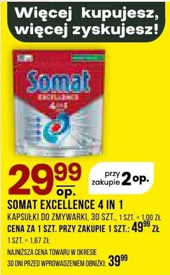 Kapsułki do zmywarki excellence 4 in 1 somat promocja w Drogerie Natura