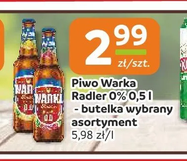 Piwo Warka Radler 0% promocja w Społem Częstochowa