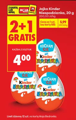 Jajko Niespodzianka 2+1 GRATIS promocja w Biedronka