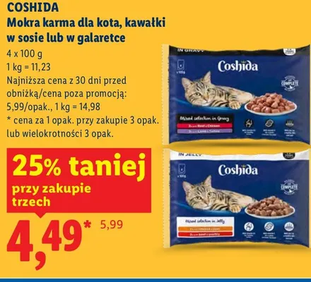 Mokra karma dla kota, kawałki w galarecie promocja w Lidl