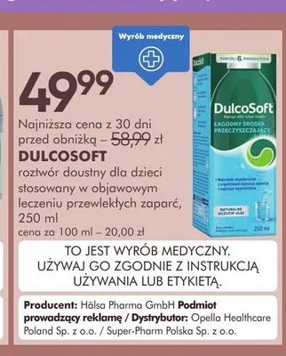 Roztwór doustny dla dzieci DulcoSoft promocja w Super-Pharm