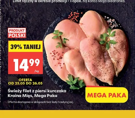 Świeży filet z piersi kurczaka Kraina Mięs Mega Paka promocja w Biedronka