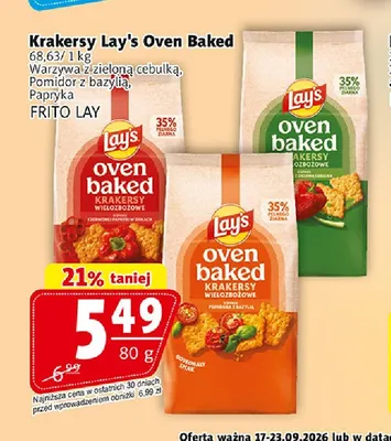 Krakersy Lay's Oven Baked warzywa z zieloną cebulką promocja w Prim Market