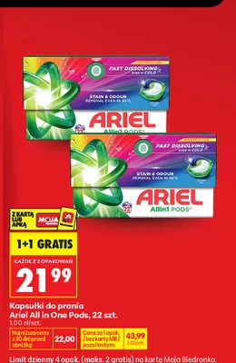 Kapsułki do prania Ariel All in One Pods Mountain Spring promocja w Biedronka