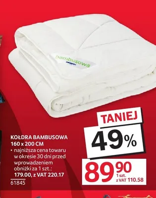 Kołdra bambusowa 160x200 cm promocja w Selgros