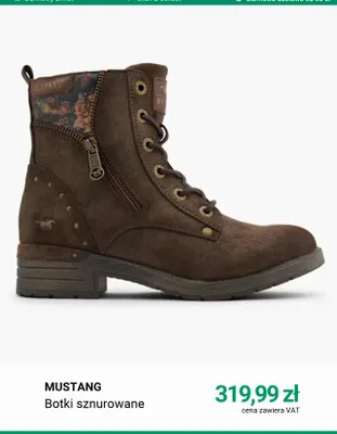 Botki sznurowane Mustang promocja w Deichmann