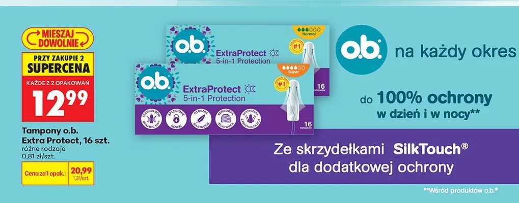 Tampony o.b. Extra Protect Normal promocja w Biedronka
