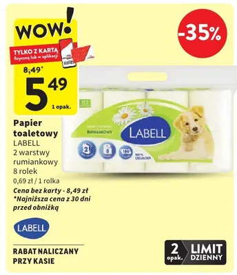 Papier toaletowy 2 warstwy rumiankowy 8 rolek promocja w Intermarche
