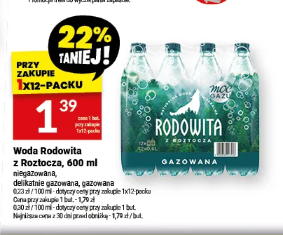Woda mineralna gazowana Rodowita promocja w Twój Market