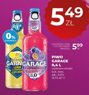 Piwo Garage wybrane smaki promocja w Duży Ben