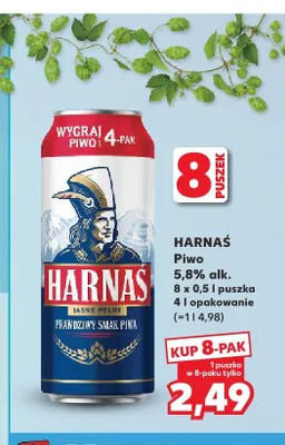 Piwo Harnaś jasne pełne 5,8% alk. 8-pak 500ml promocja w Kaufland