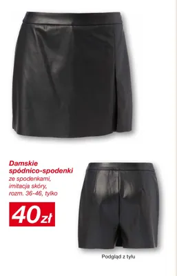 Damskie spódnico-spodenki ze spodenkami imitacja skóry promocja w KiK
