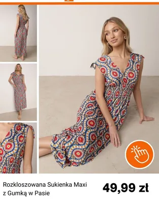 Rozkloszowana Sukienka Maxi z Gumką w Pasie promocja w Born2be