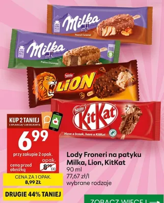 Lody na patyku Milka Praline Chocolate promocja w Delikatesy Centrum