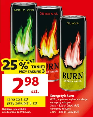 Energetyk Burn Apple Kiwi promocja w Auchan