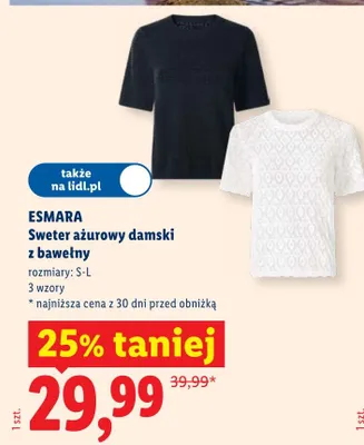 Sweter ażurowy damski z bawełny promocja w Lidl
