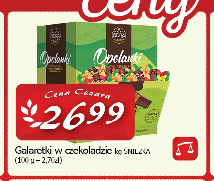 Galaretki w czekoladzie Opolanki Odra promocja w CEZAR Delikatesy