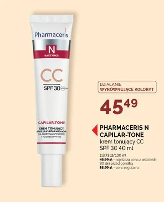 Krem tonujący CC PHARMACERIS N CAPILAR-TONE SPF 30 promocja w Super-Pharm