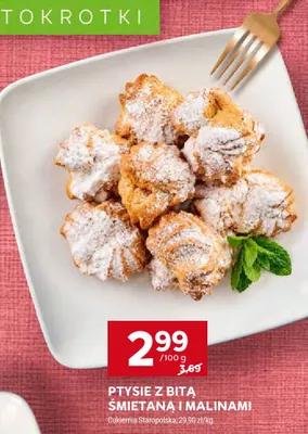 Ptysie z bitą śmietaną i malinami promocja w Stokrotka