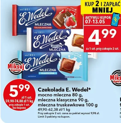 Czekolada E.Wedel mleczna klasyczna promocja w LEWIATAN