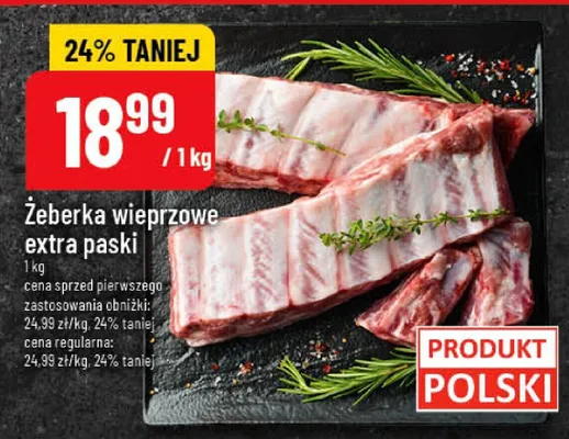 Żeberka wieprzowe extra paski promocja w POLOmarket