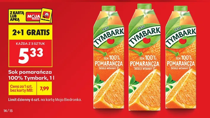 Sok pomarańcza 100% promocja w Biedronka