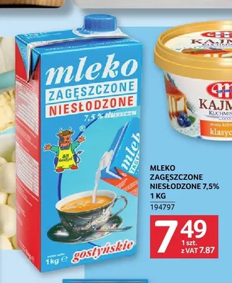 Mleko zagęszczone niesłodzone 7,5% Gostyńskie promocja w Selgros
